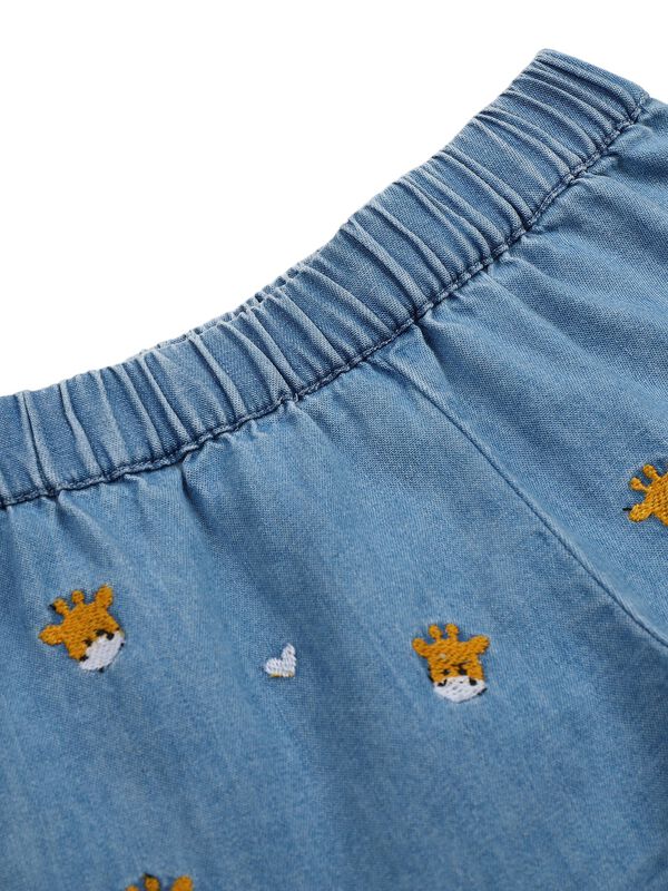 Girls Light Blue Printed Short Woven Trouser image number 2